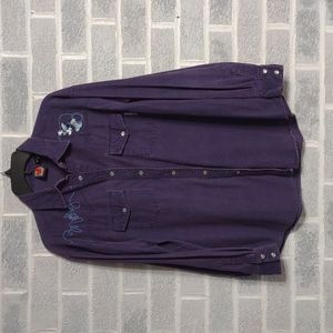 Disney 100% Cotton Women's Purple Corduroy Mickey Mouse Button Down Size Small